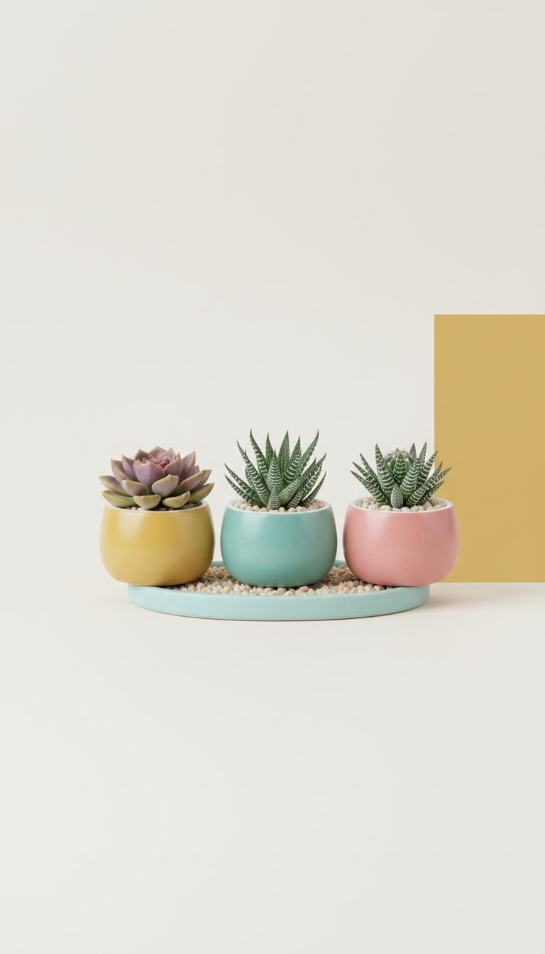 Pastel mini succulent planter set