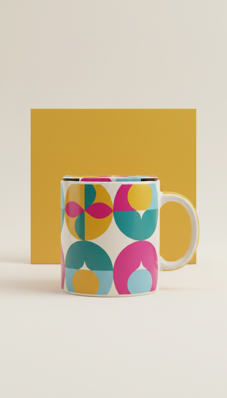 Retro ceramic mug with graphic box