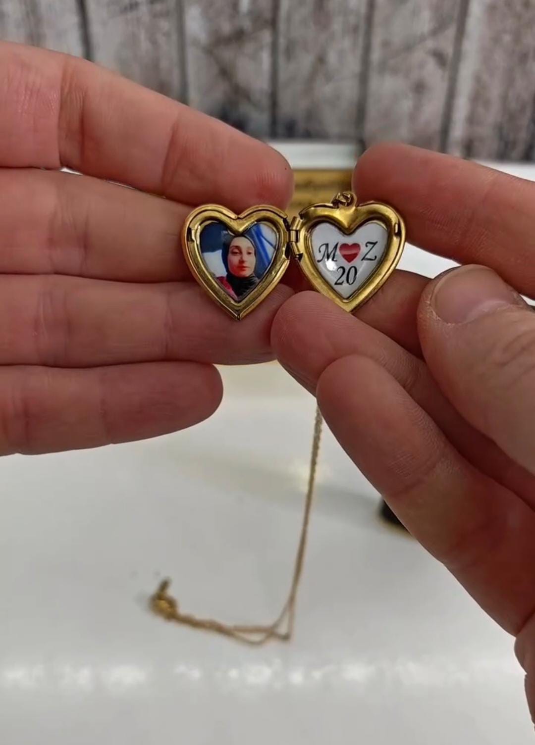 Customized Magic Heart Picture & Name Necklace