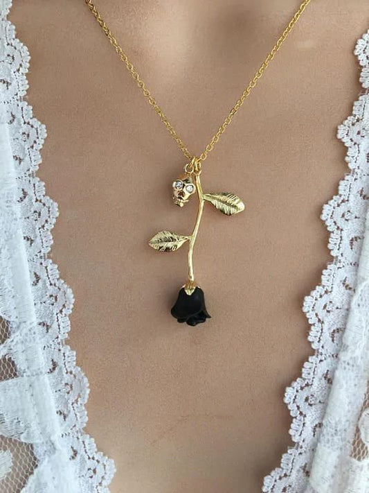 Falling Rose Pendant "Adjustable Chain"